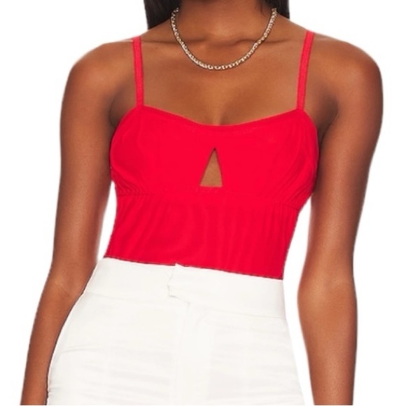 Revolve x Hah Under the Wire Bodysuit Blood Orange Red Size Small New with Tags - Picture 3 of 15